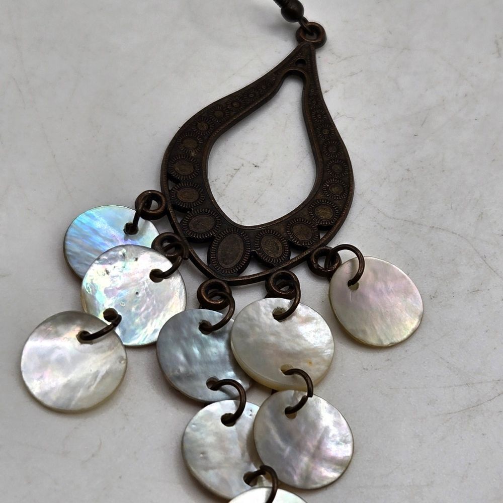 "5/$25" Mismatched Ethnic Dragon Lizard Brass Shell Bead Dangle Earrings - Picture 5 of 9